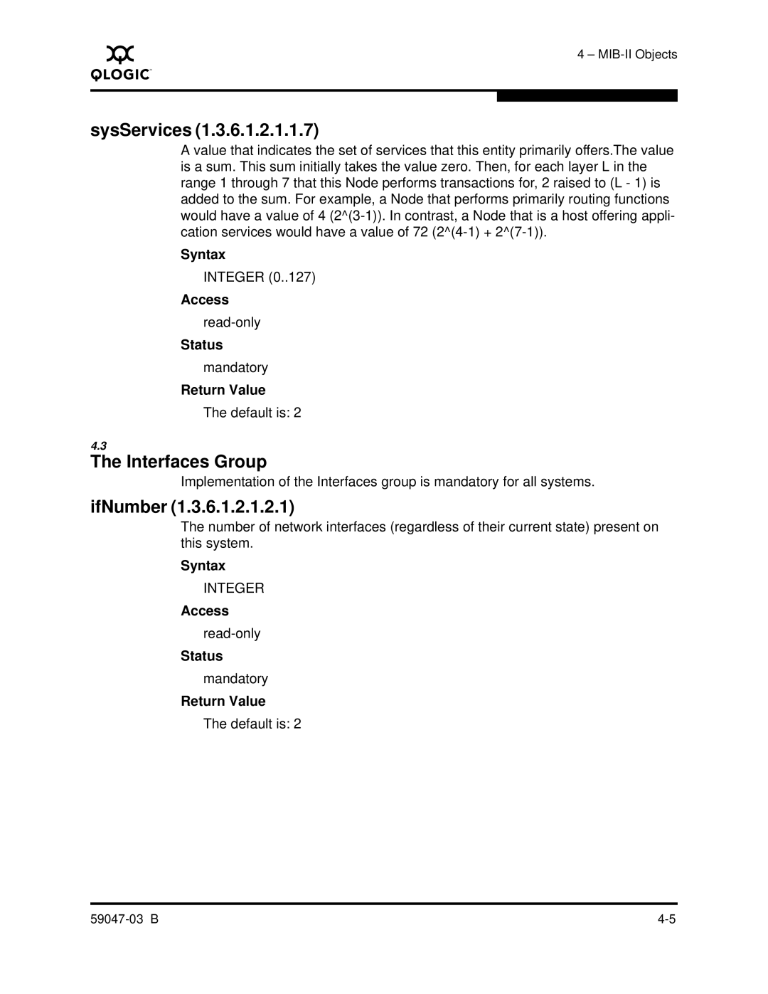 Q-Logic SANBOX2 manual SysServices, Interfaces Group, IfNumber 