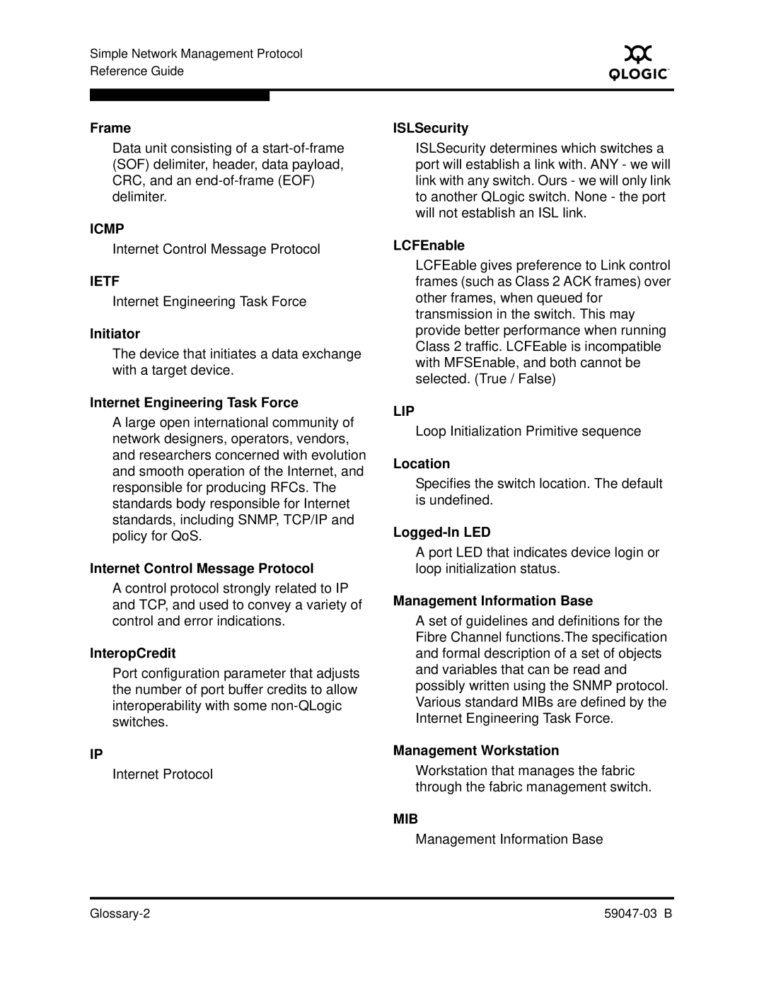 Q-Logic SANBOX2 manual Icmp 