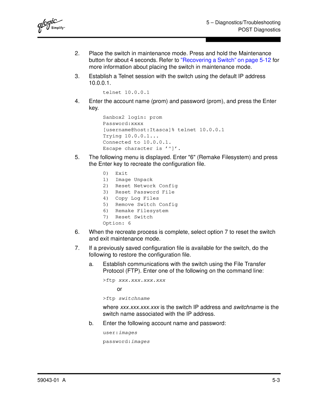 Q-Logic SANBOX2-64 manual Diagnostics/Troubleshooting 