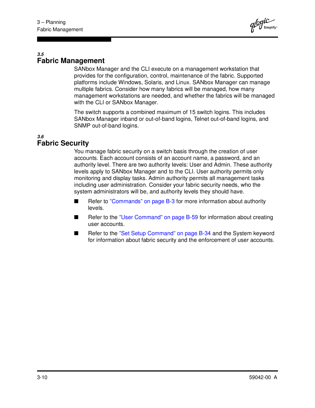 Q-Logic SANBOX2-8C manual Fabric Management, Fabric Security 