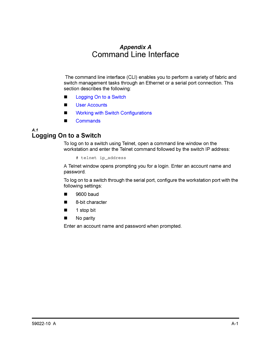 Q-Logic SANBOX2-8C/16 manual Command Line Interface, Logging On to a Switch 