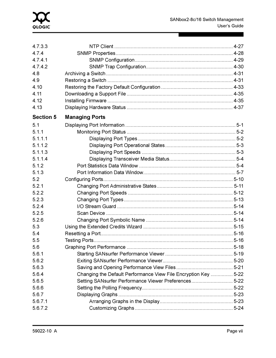 Q-Logic SANBOX2-8C/16 manual Section Managing Ports, NTP Client, Snmp Configuration 4.2 Snmp Trap Configuration 