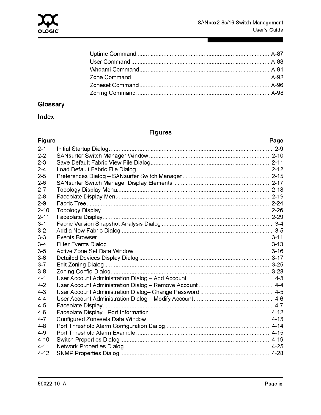 Q-Logic SANBOX2-8C/16 manual Glossary Index, Figures 