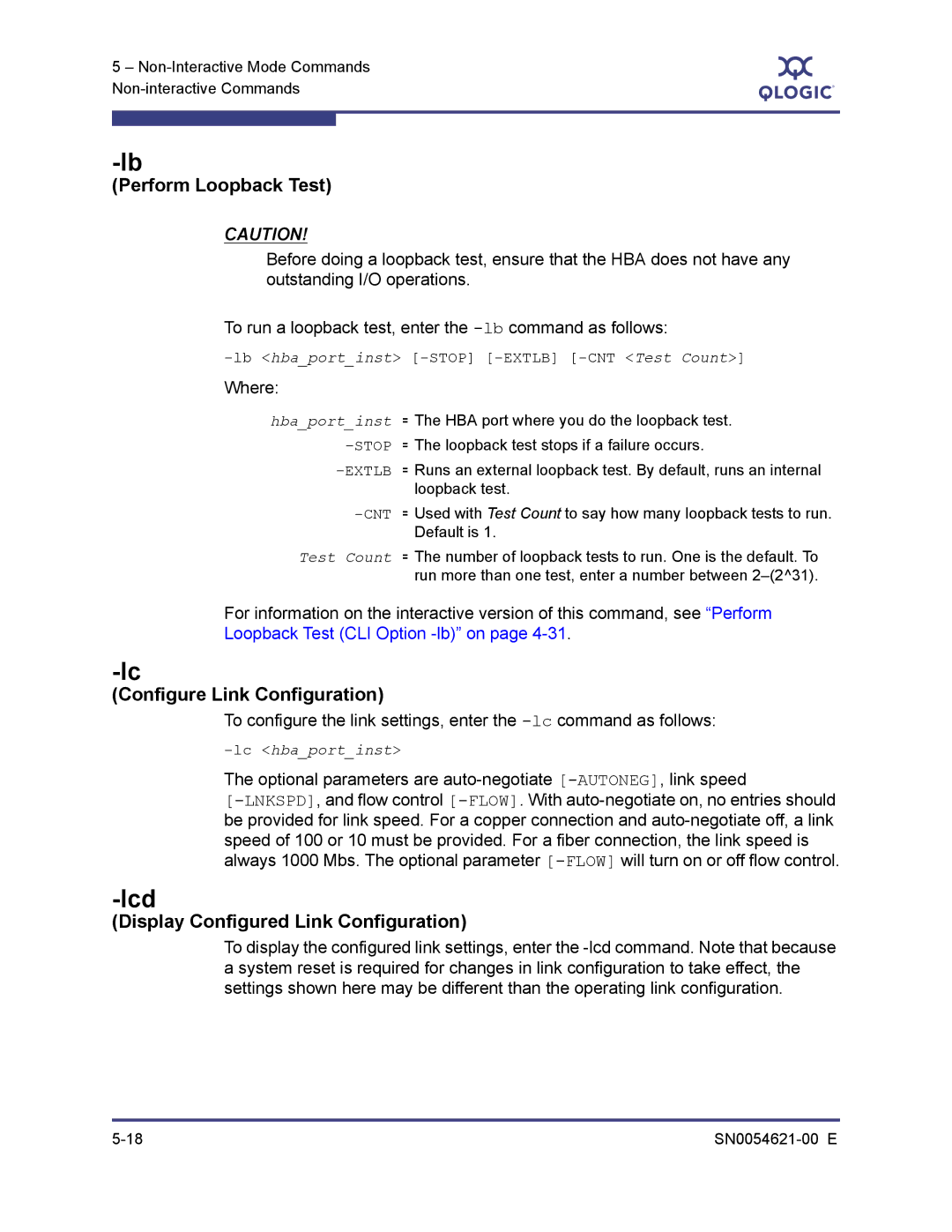 Q-Logic SN0054621-00 E manual Lcd, Perform Loopback Test 