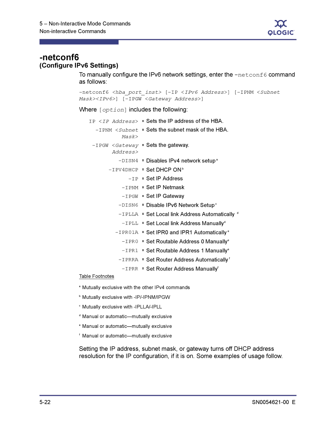 Q-Logic SN0054621-00 E manual Netconf6, Where option includes the following 