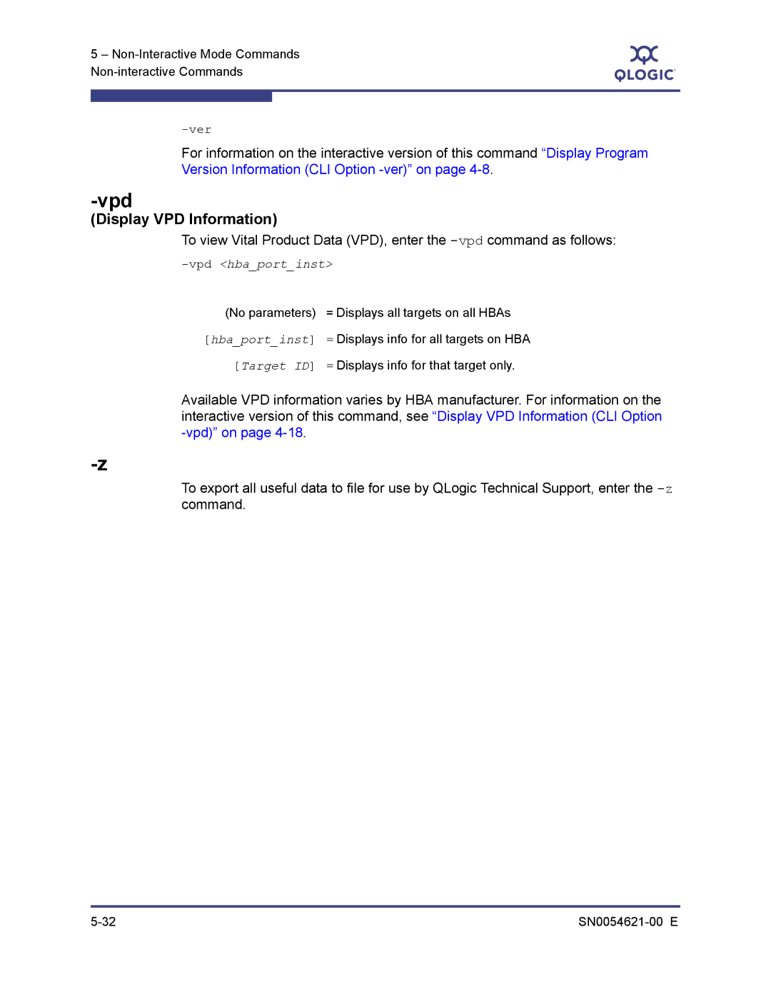 Q-Logic SN0054621-00 E manual Vpd, Display VPD Information 