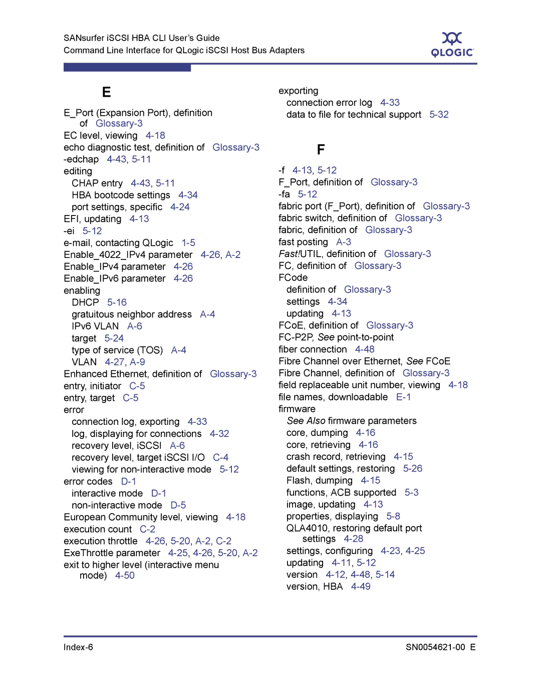 Q-Logic SN0054621-00 E manual 26,A-2, 26,5-20,A-2,C-2, 25,4-26,5-20,A-2, Version 4-12,4-48,5-14version, HBA 