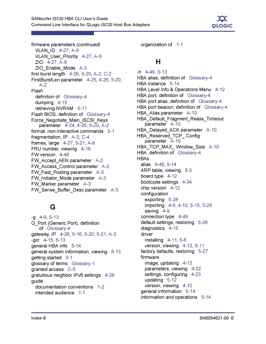 Q-Logic SN0054621-00 E manual G4-9,5-13, H4-49,5-13 