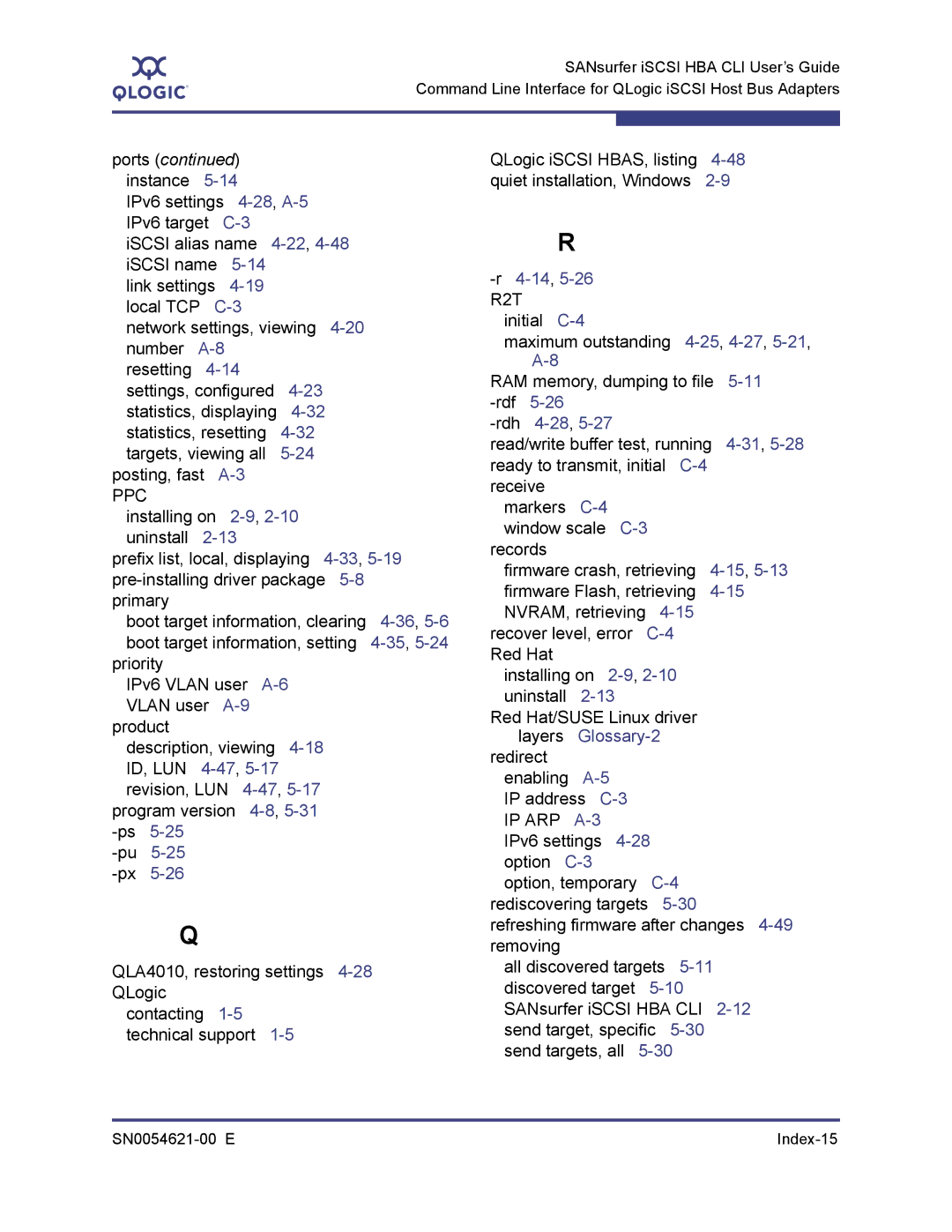 Q-Logic SN0054621-00 E manual Ppc, Id, Lun, R2T, Ip Arp 