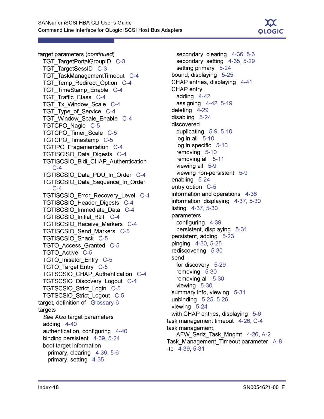 Q-Logic manual Index-18 SN0054621-00 E 