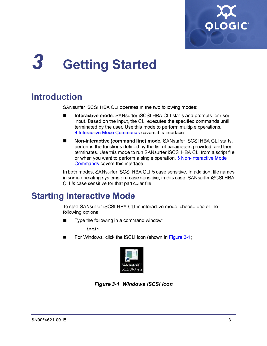 Q-Logic SN0054621-00 E manual Getting Started, Introduction, Starting Interactive Mode 