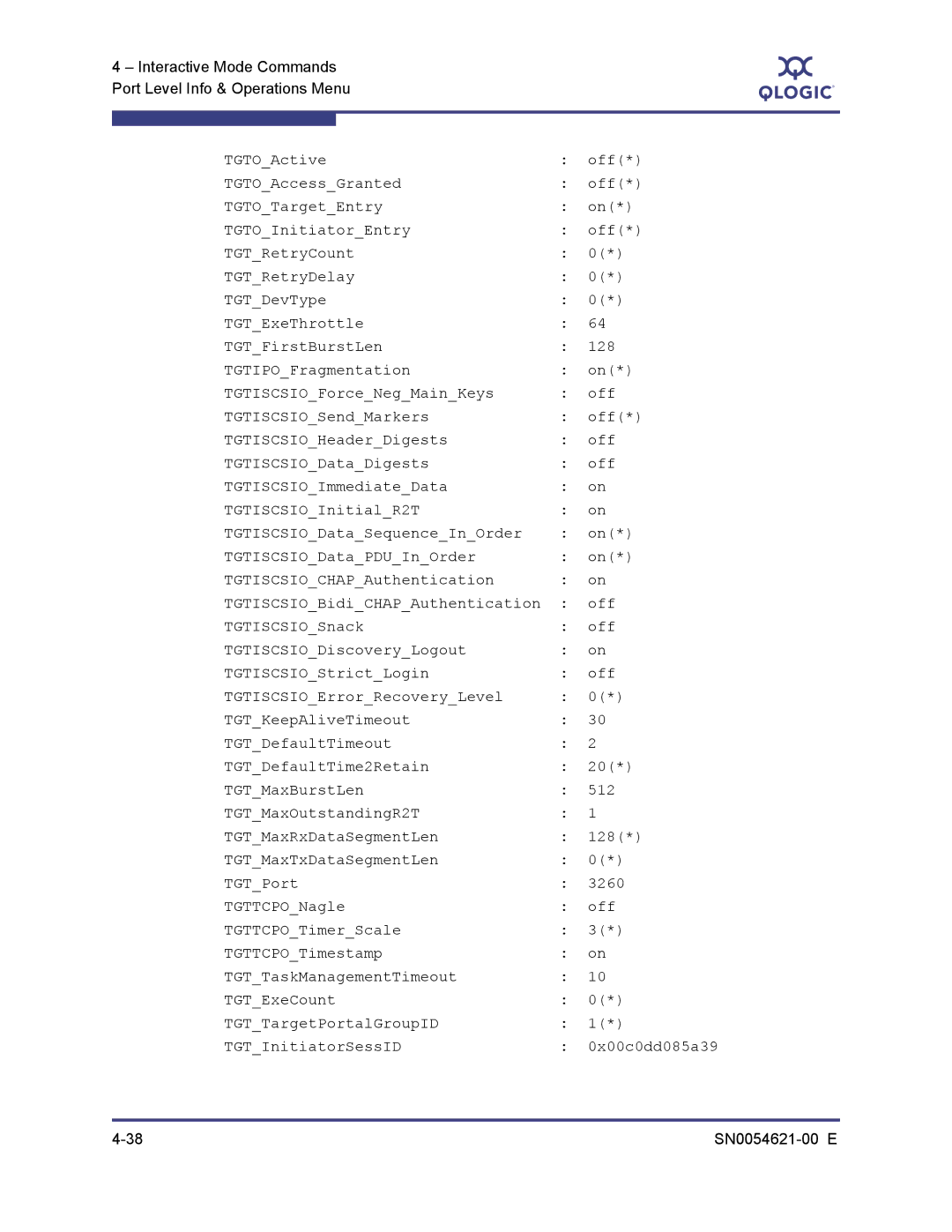 Q-Logic SN0054621-00 E manual Interactive Mode Commands Port Level Info & Operations Menu 