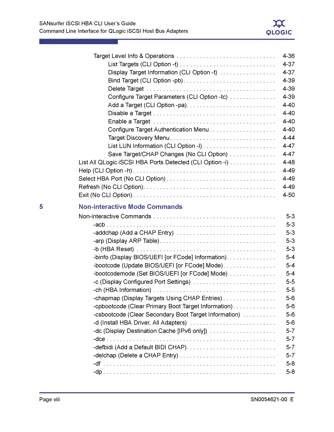 Q-Logic SN0054621-00 E manual Non-interactive Mode Commands 