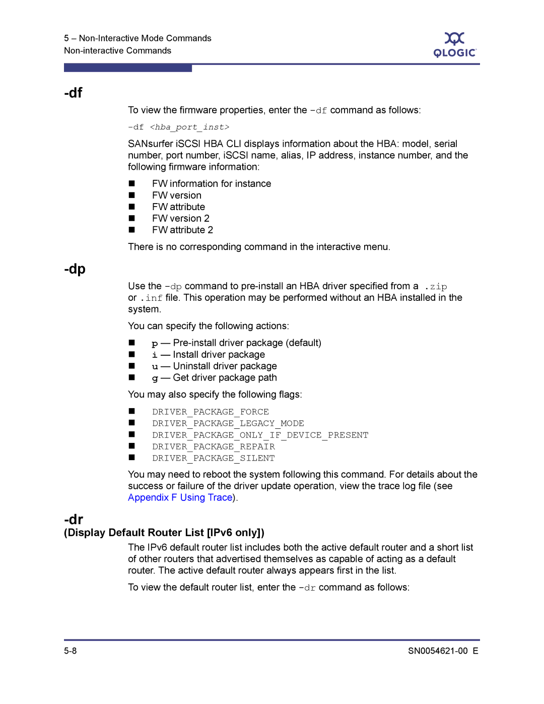 Q-Logic SN0054621-00 E manual Display Default Router List IPv6 only 