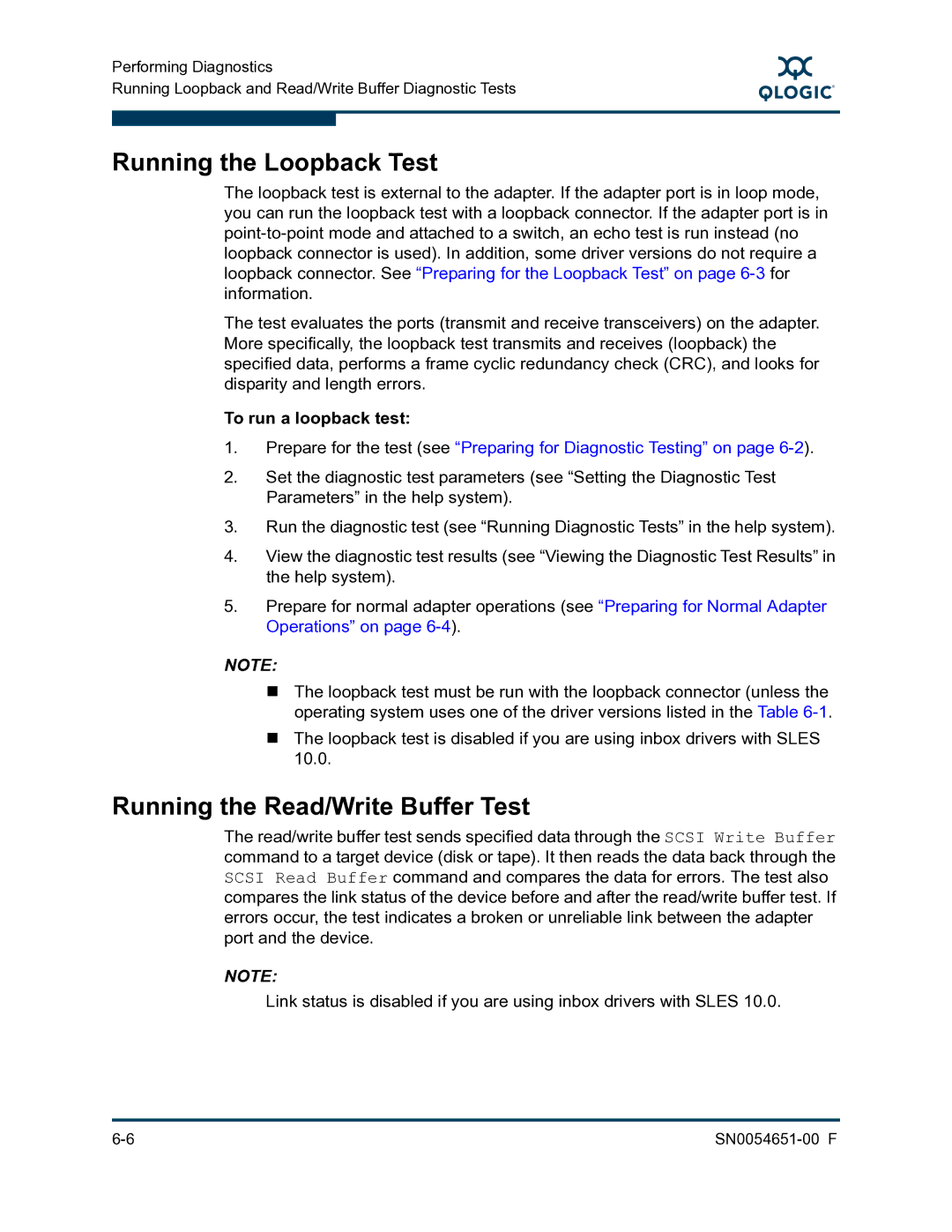 Q-Logic SN0054651-00 F manual Running the Loopback Test, Running the Read/Write Buffer Test, To run a loopback test 