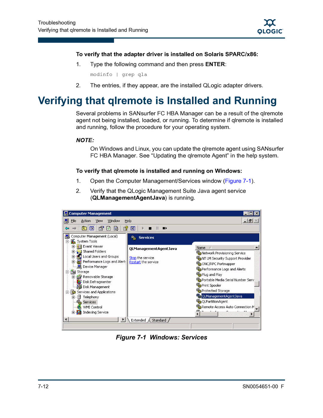 Q-Logic SN0054651-00 F manual Verifying that qlremote is Installed and Running 