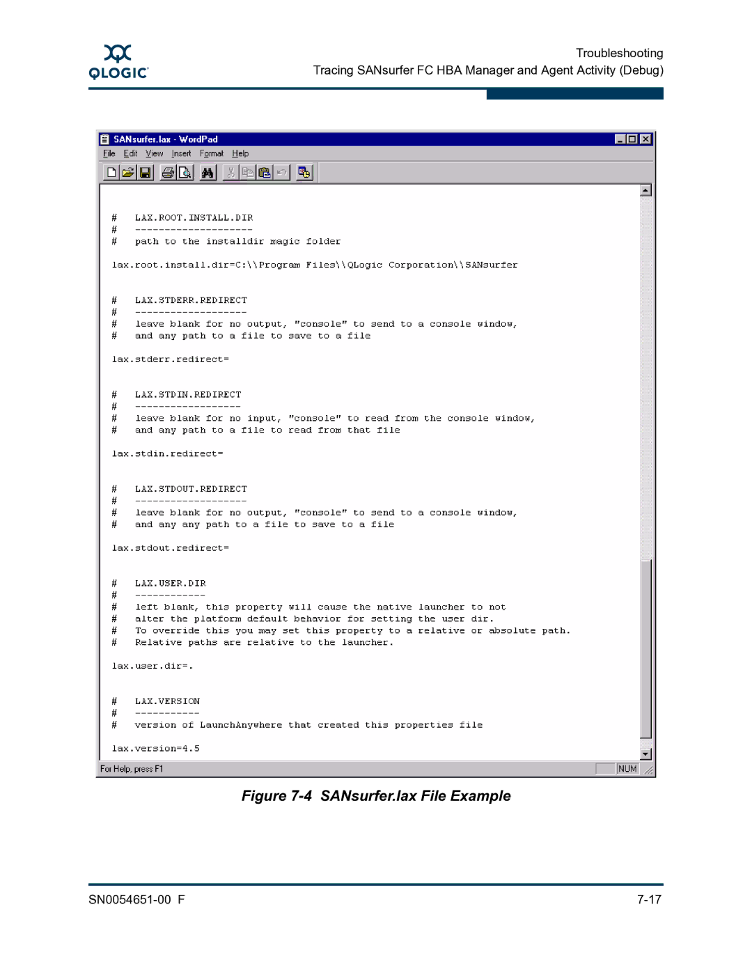 Q-Logic SN0054651-00 F manual SANsurfer.lax File Example 