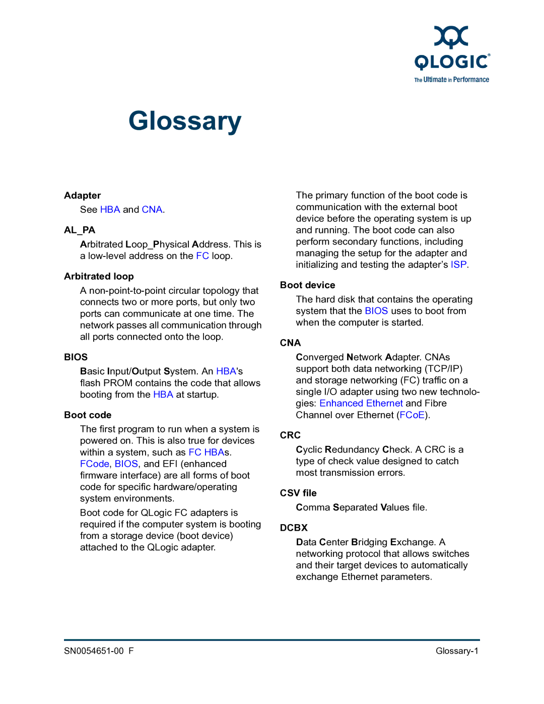 Q-Logic SN0054651-00 F manual Arbitrated loop, Boot code, Boot device, CSV file 