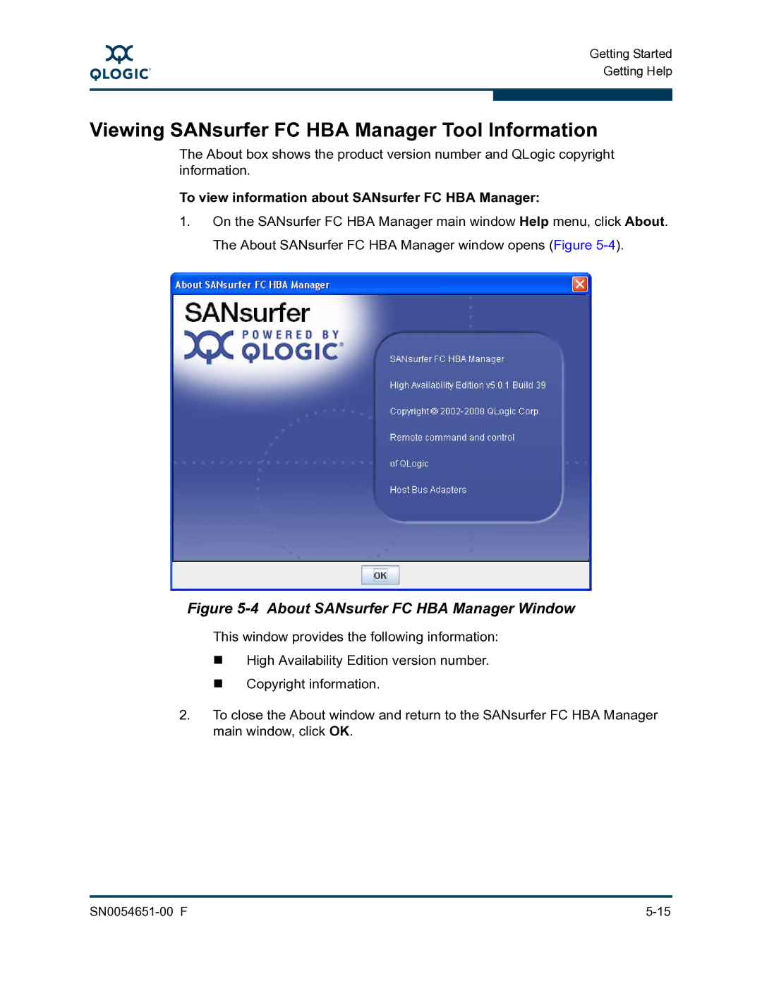 Q-Logic SN0054651-00 F manual Viewing SANsurfer FC HBA Manager Tool Information 