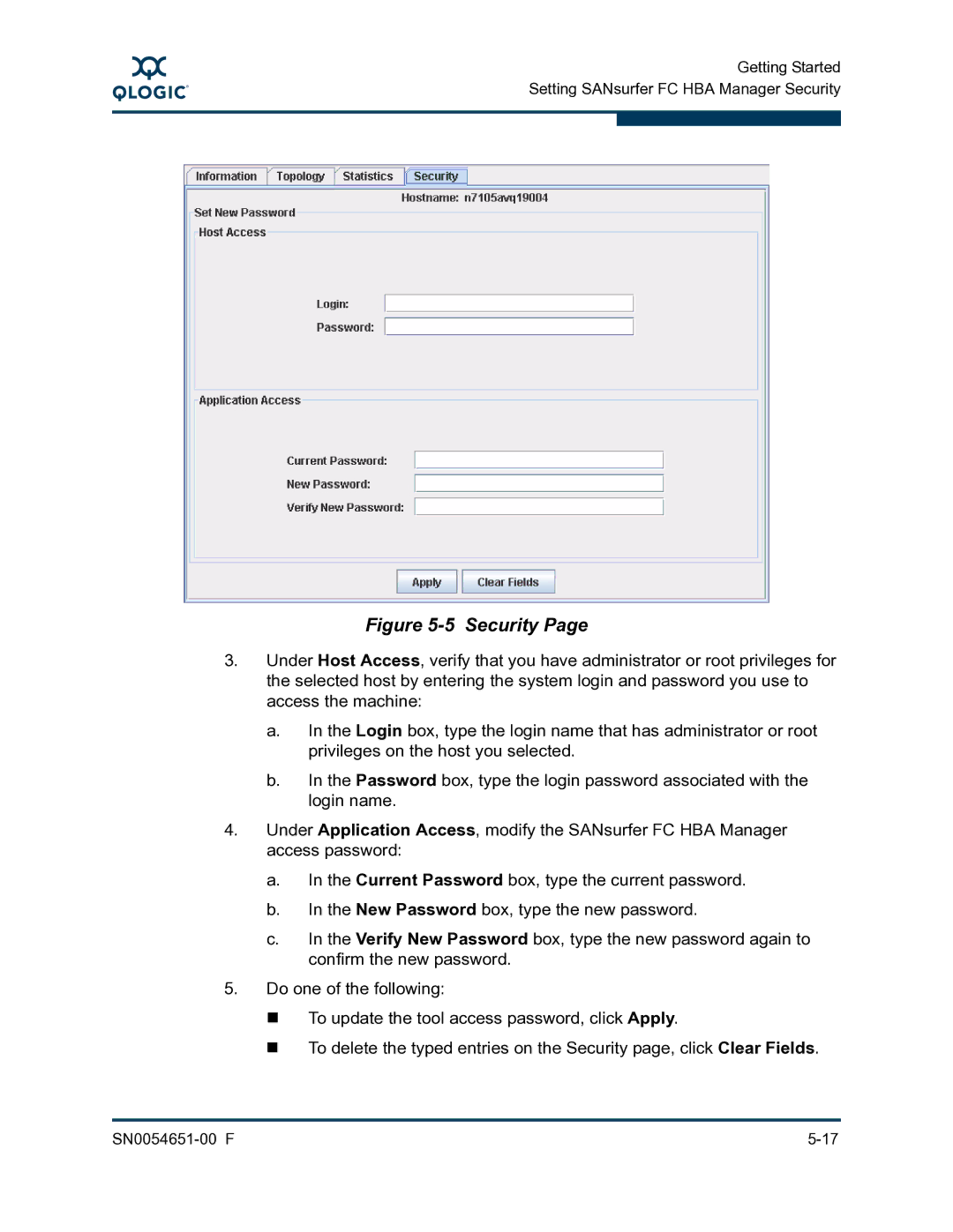 Q-Logic SN0054651-00 F manual Security 