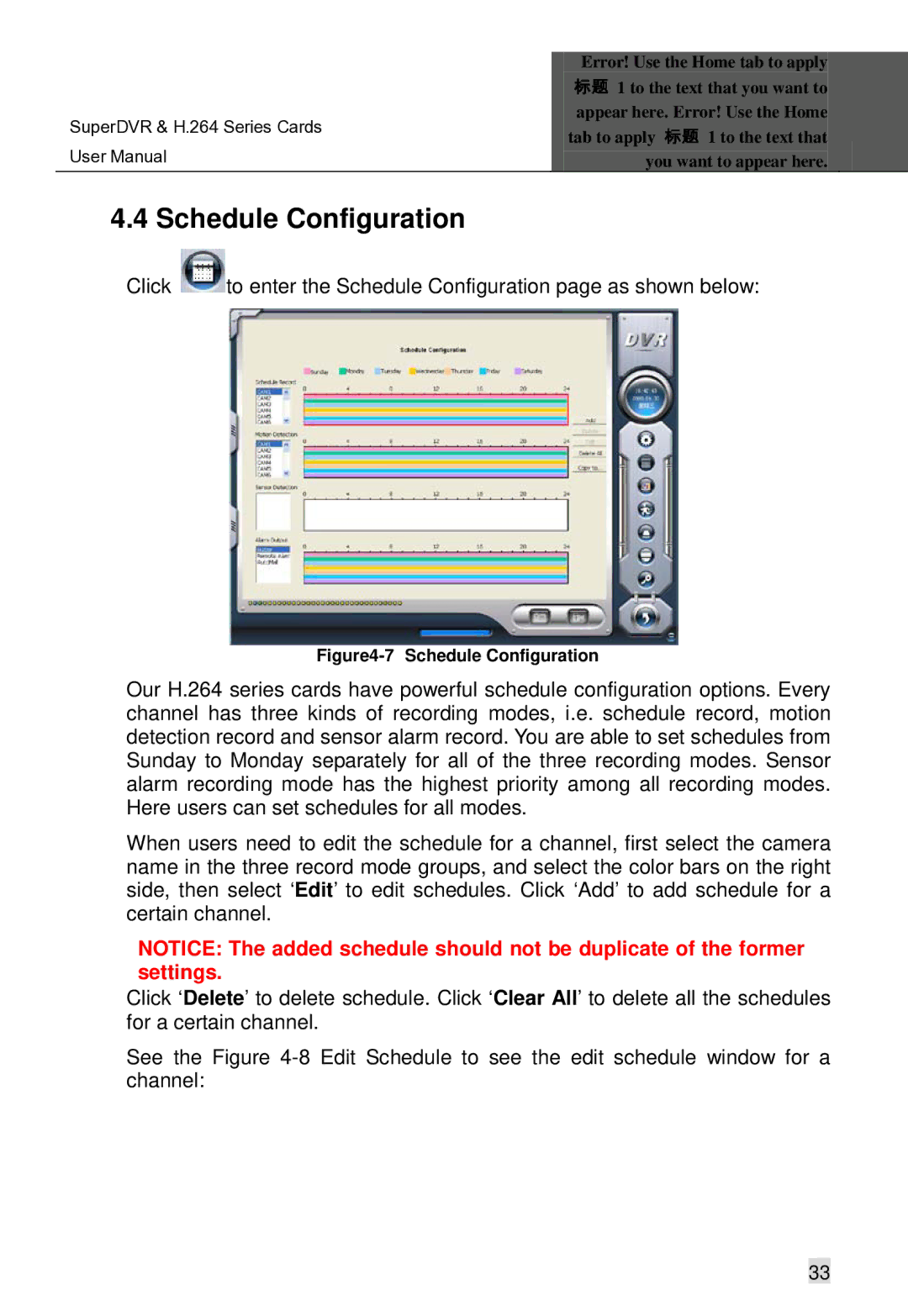 Q-See Computer Hardware manual Schedule Configuration 