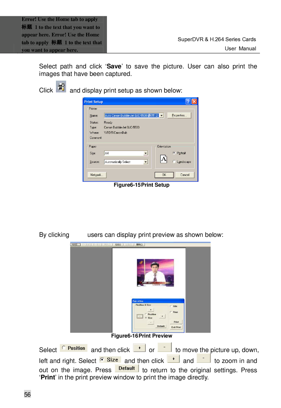 Q-See Computer Hardware manual By clicking users can display print preview as shown below, 15Print Setup 