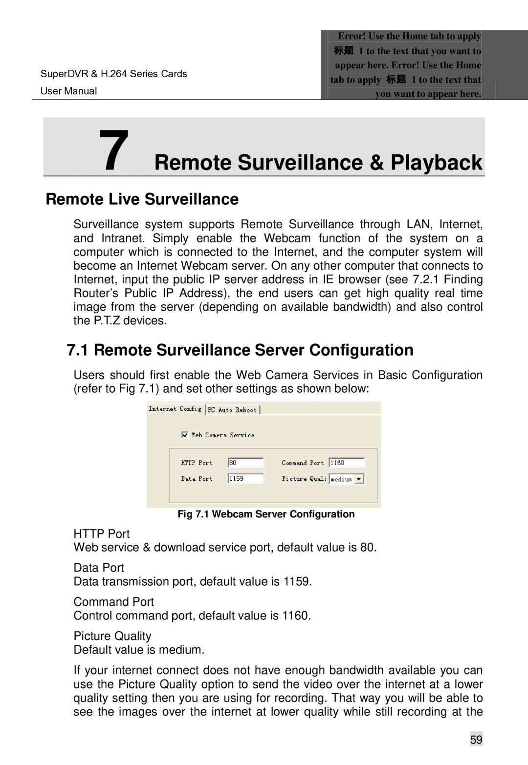 Q-See Computer Hardware manual Remote Live Surveillance, Remote Surveillance Server Configuration 