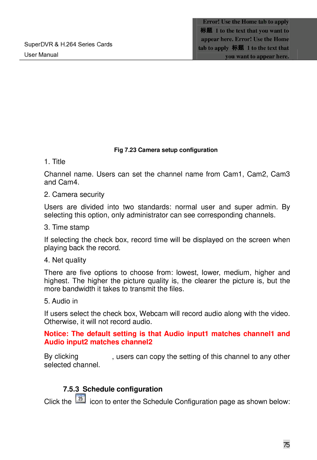 Q-See Computer Hardware manual Schedule configuration 