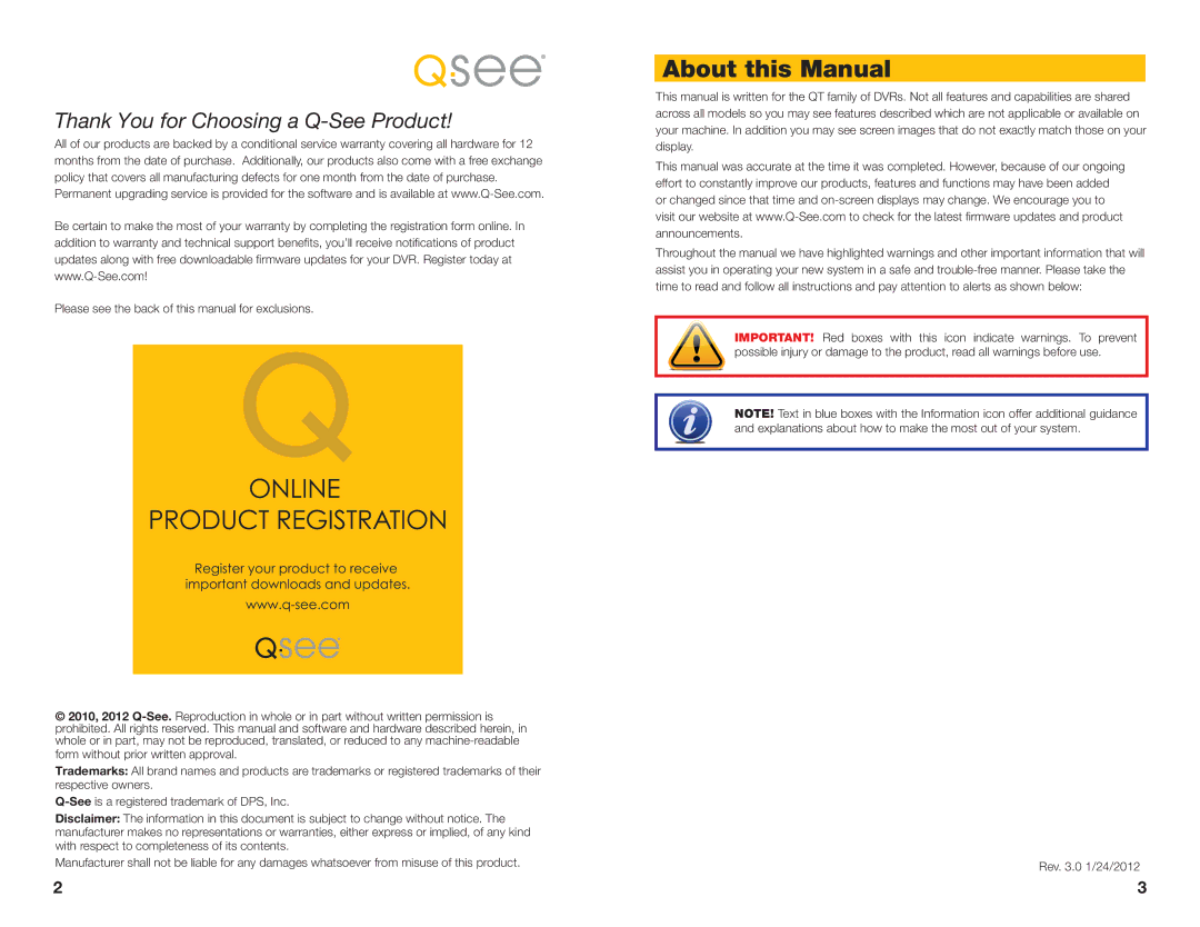 Q-See H264 user manual About this Manual 