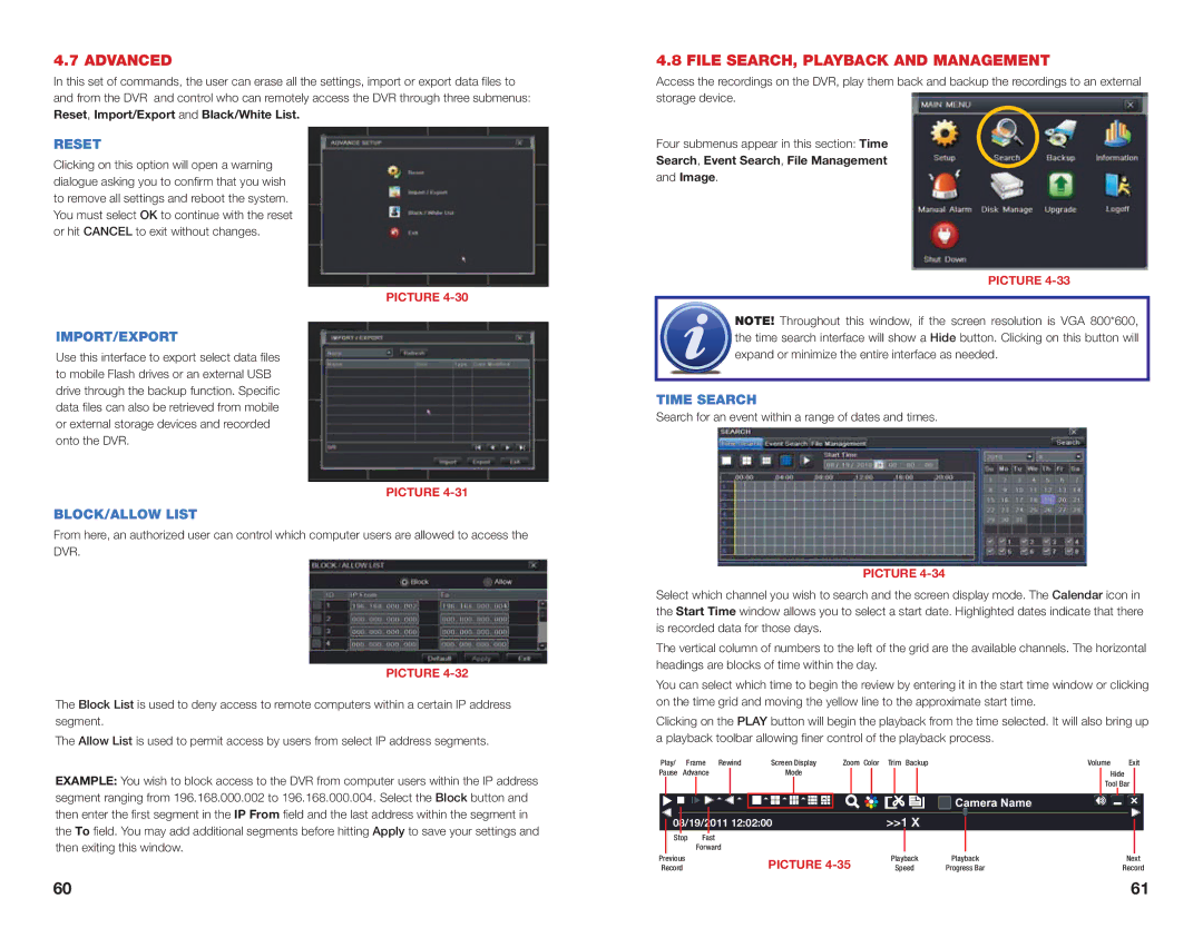 Q-See H264 user manual Advanced, File SEARCH, Playback and Management 