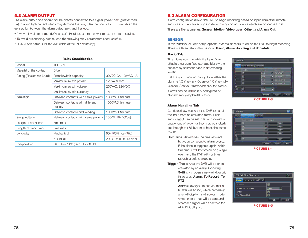 Q-See H264 user manual Alarm Output, Alarm Configuration, Sensor 