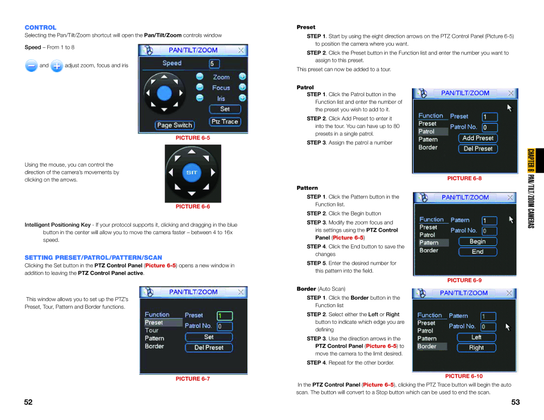 Q-See MODEL QC40198, MODEL QC40196 user manual Control, Setting PRESET/PATROL/PATTERN/SCAN, Preset, Patrol, Pattern 