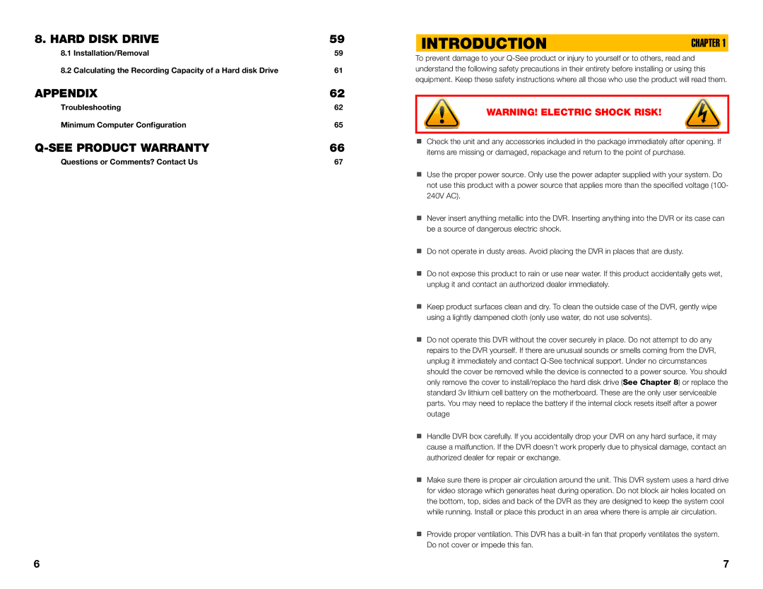 Q-See QC40108 user manual Introduction, Troubleshooting Minimum Computer Configuration, Questions or Comments? Contact Us 