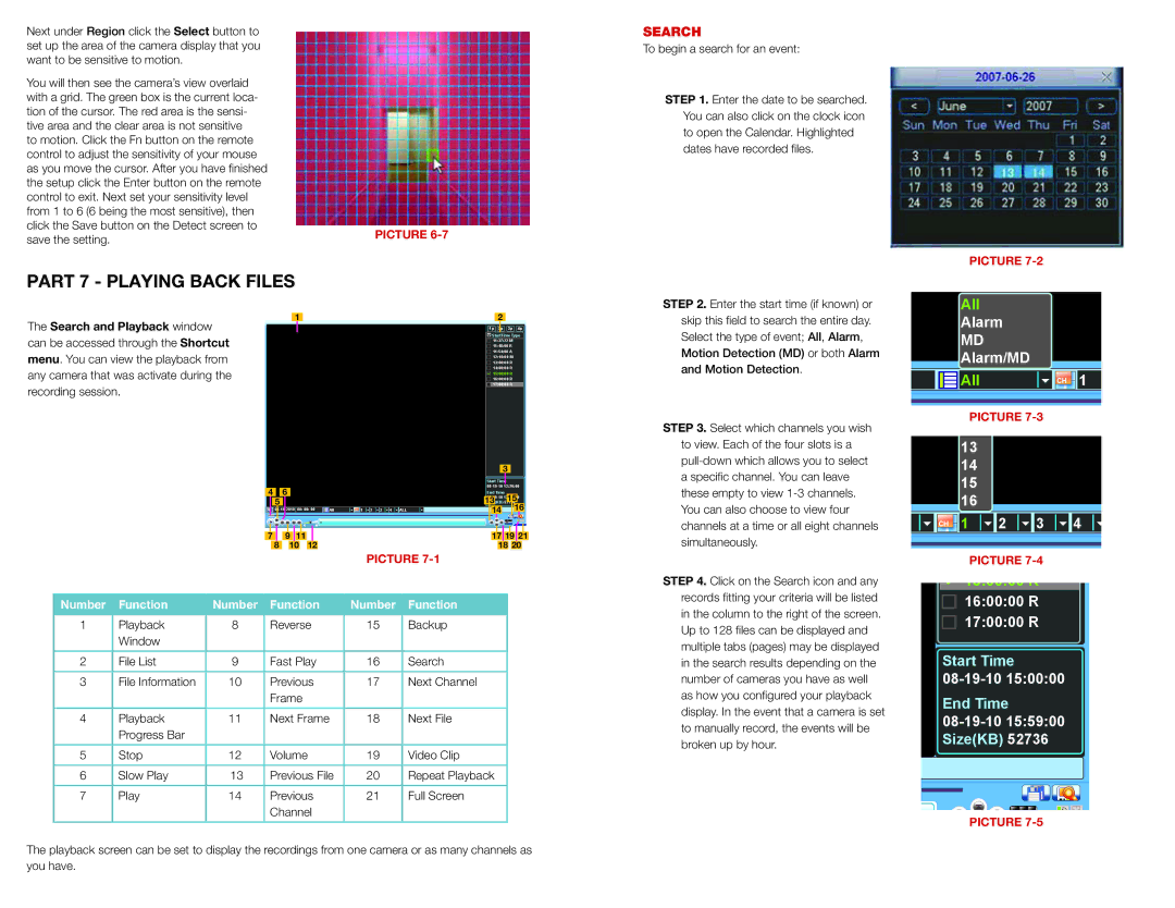 Q-See QC40108 manual Part 7 Playing Back Files, Search 