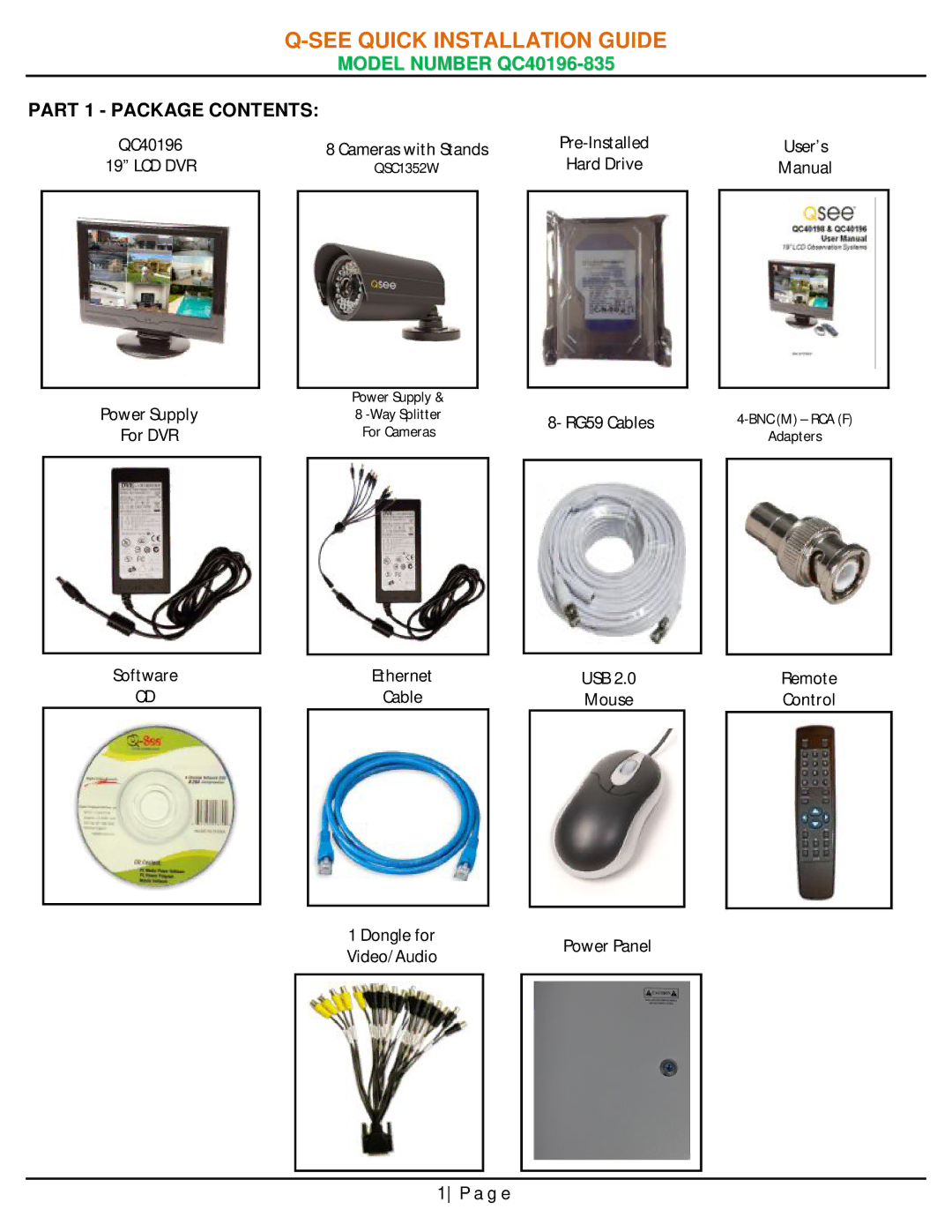 Q-See QC40196-835 manual See Quick Installation Guide 