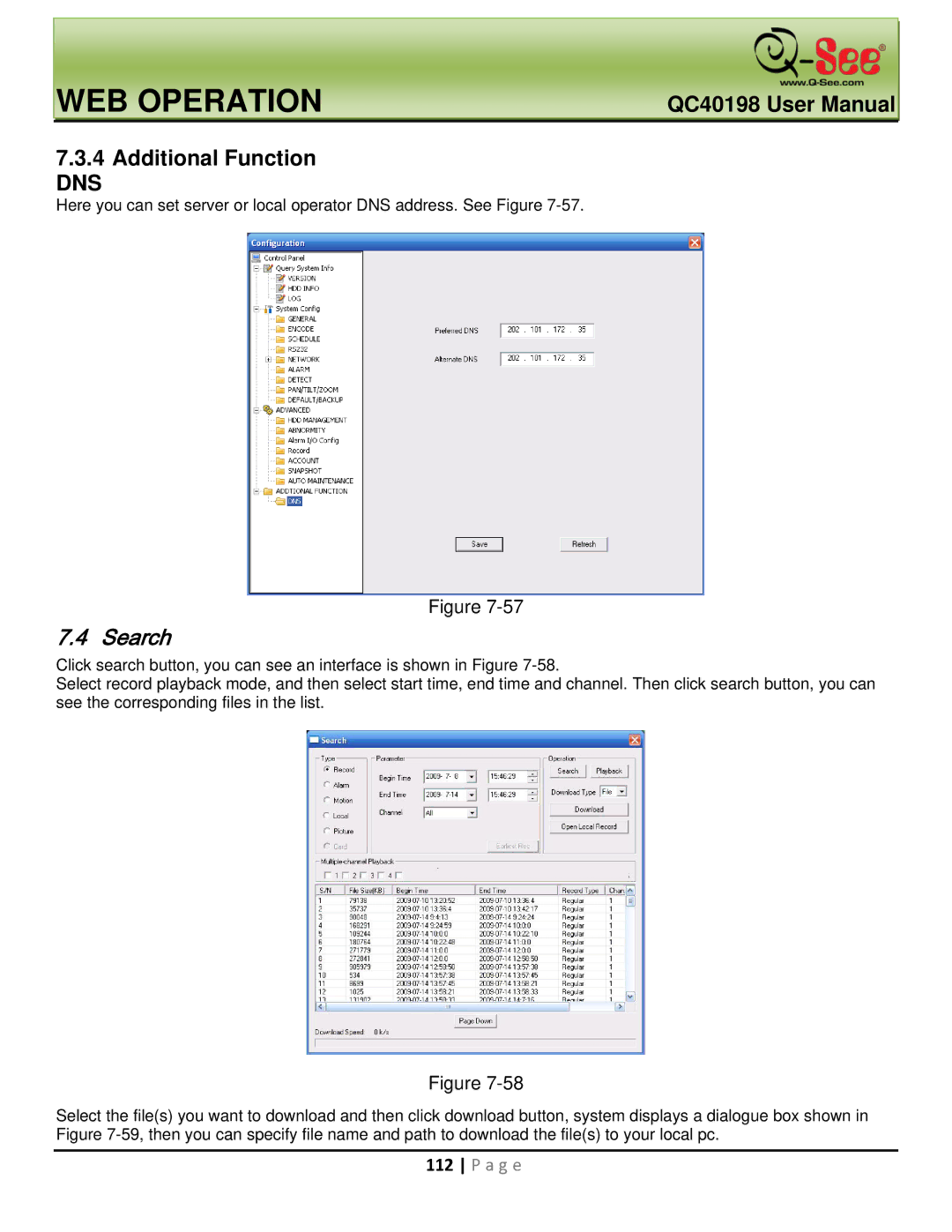 Q-See QC40198 user manual Additional Function, Search 