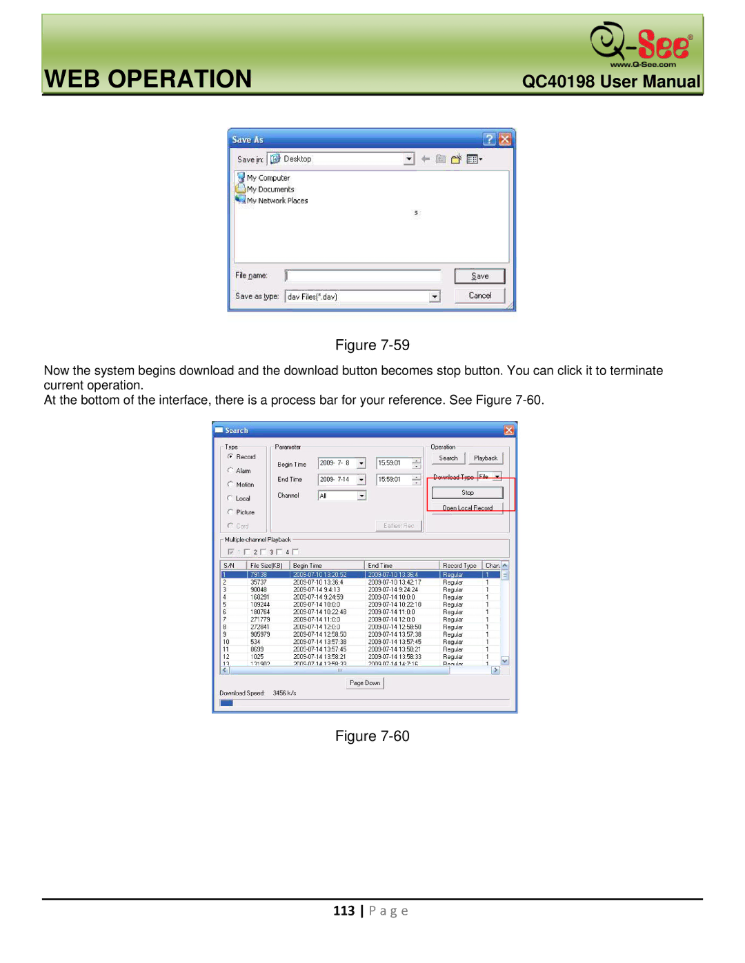 Q-See QC40198 user manual WEB Operation 