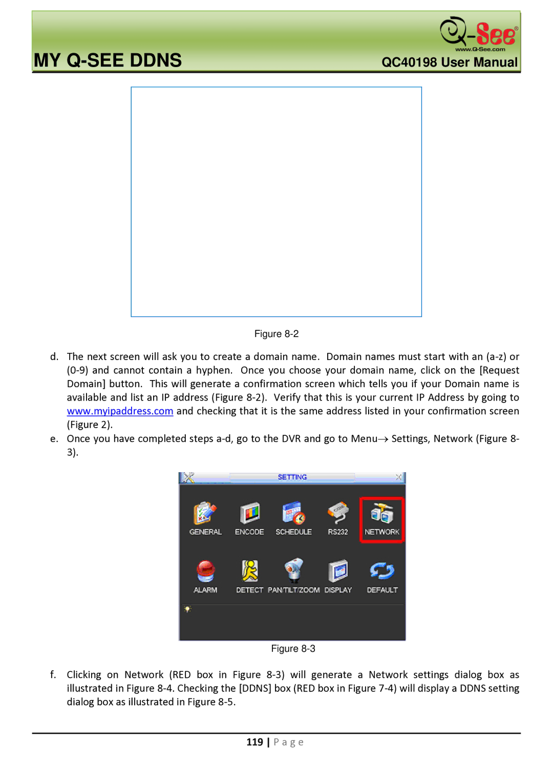 Q-See QC40198 user manual MY Q-SEE Ddns 