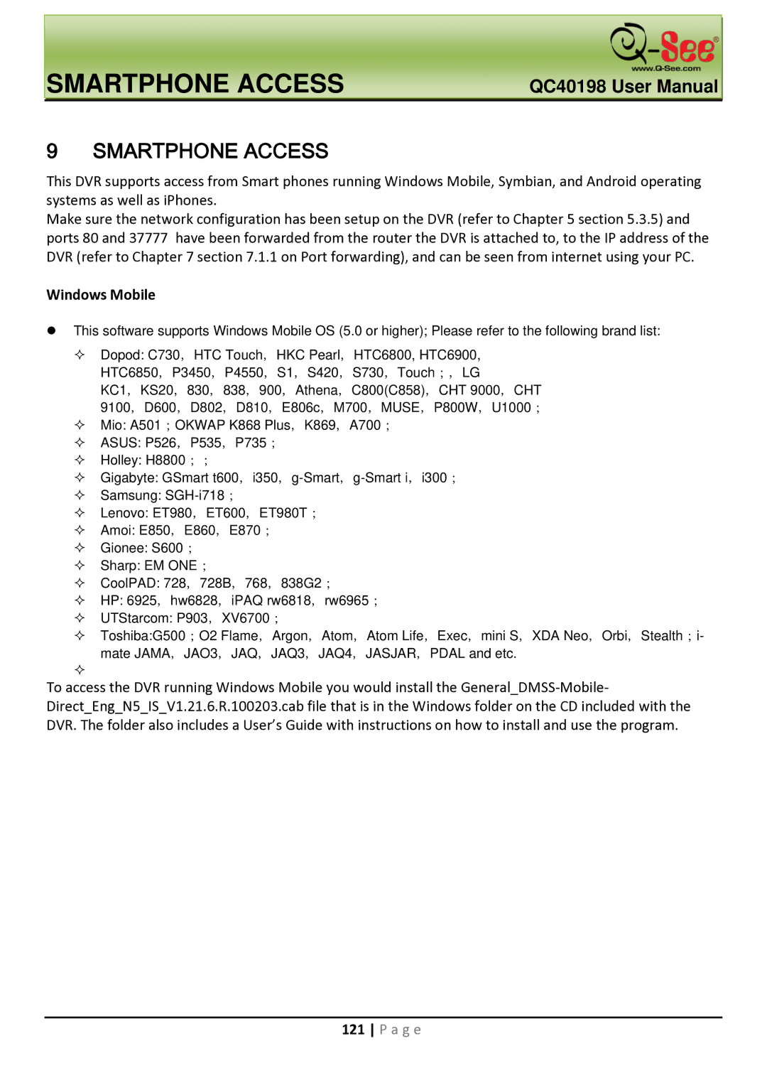 Q-See QC40198 user manual Smartphone Access 
