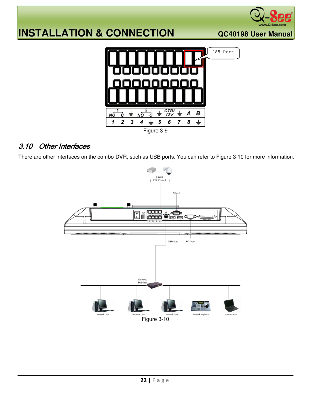 Q-See QC40198 user manual Other Interfaces 