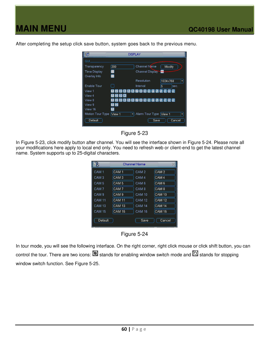 Q-See QC40198 user manual Main Menu 