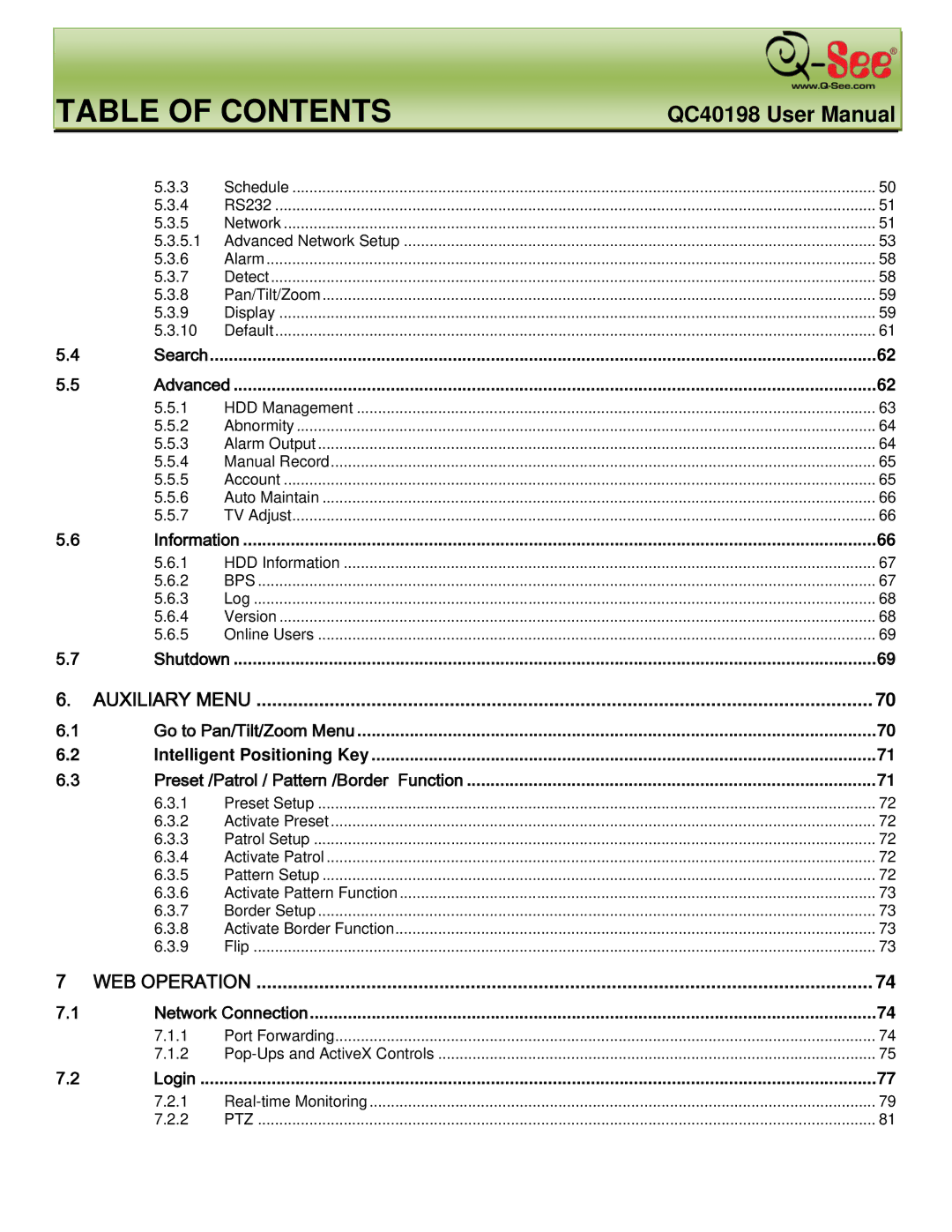 Q-See QC40198 user manual Search 