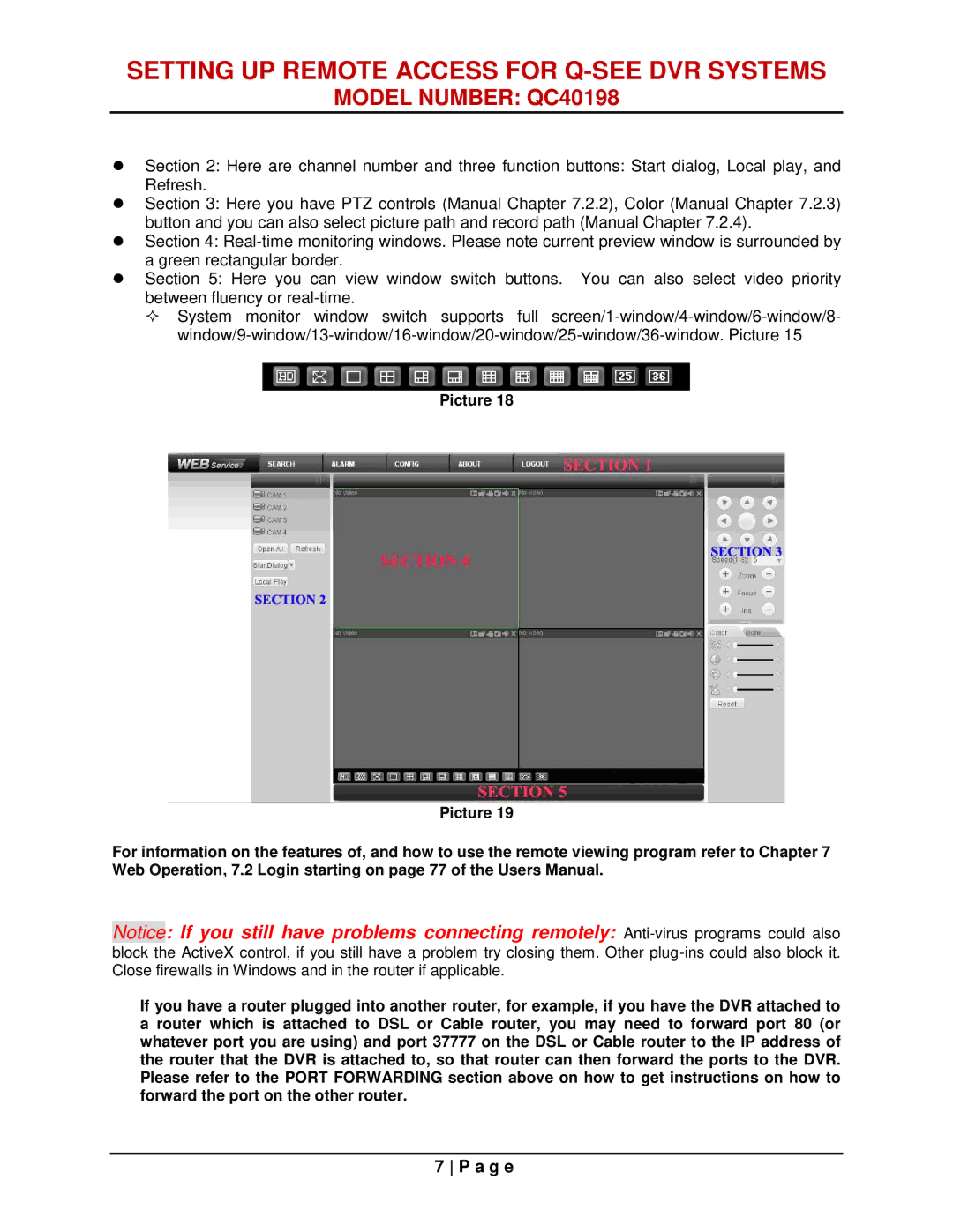 Q-See QC40198 manual Setting UP Remote Access for Q-SEE DVR Systems 