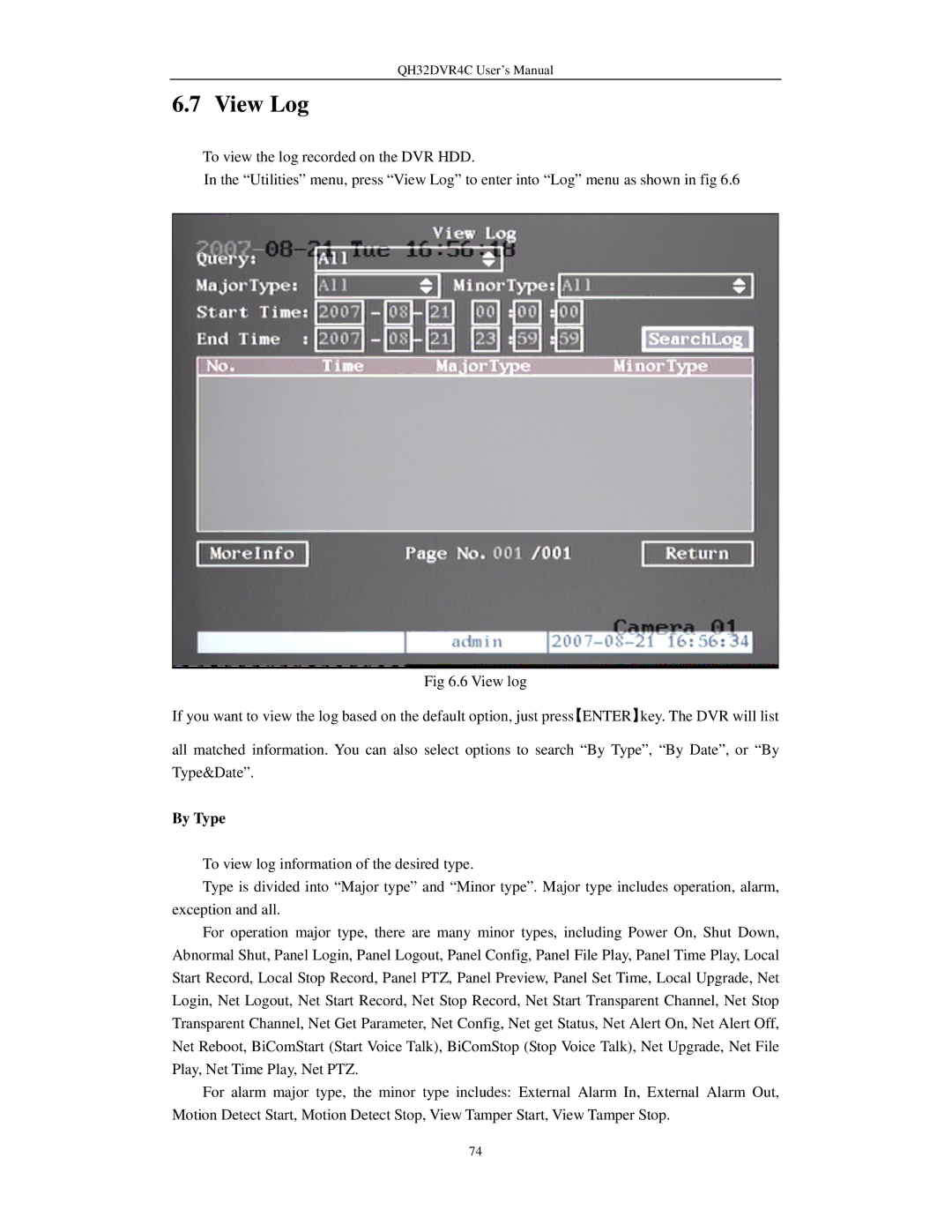 Q-See QH32DVR4C user manual View Log 