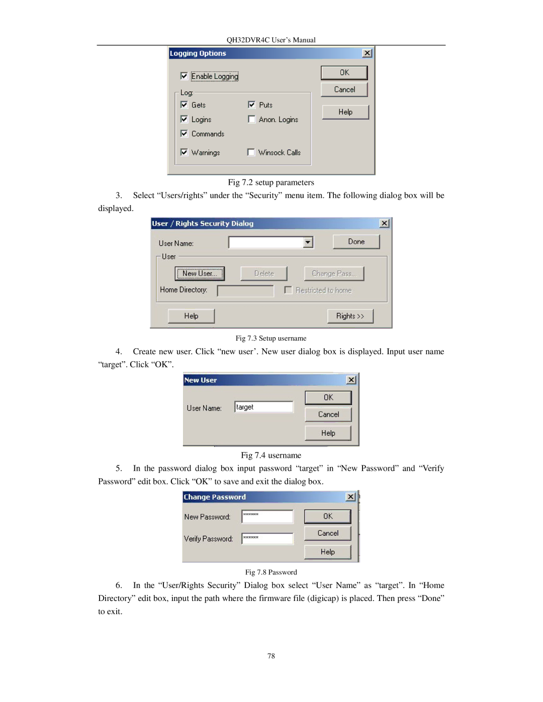 Q-See QH32DVR4C user manual Setup username 