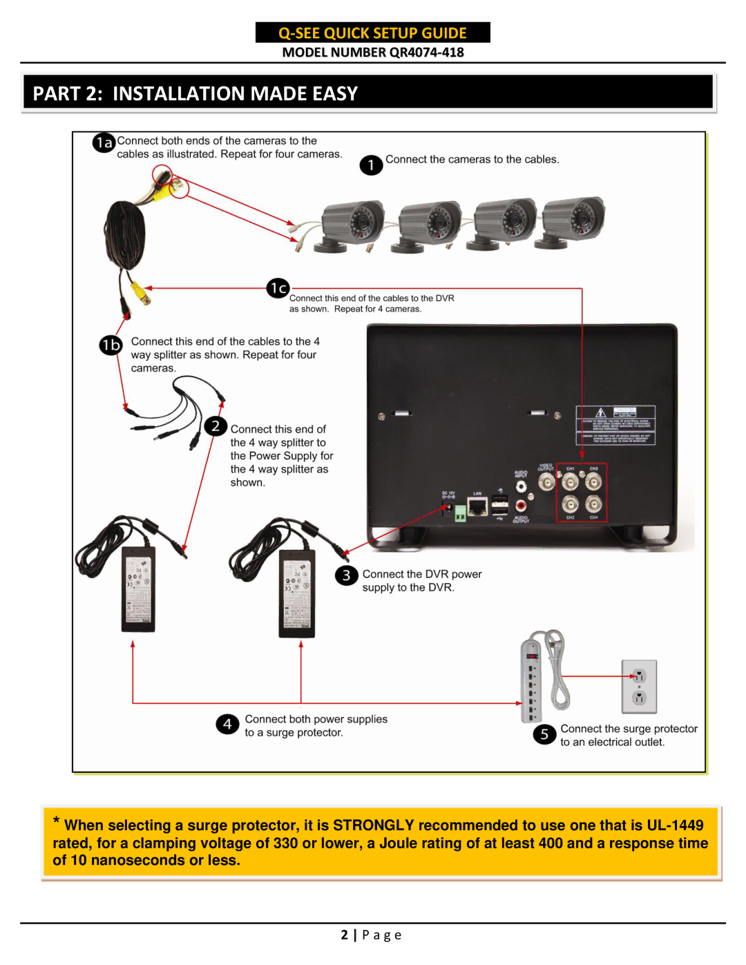 Q-See QR4074-418 setup guide Part 2 Installation Made Easy 