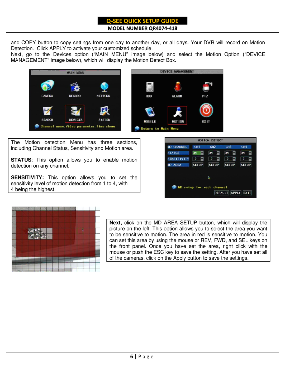 Q-See QR4074-418 setup guide See Quick Setup Guide 