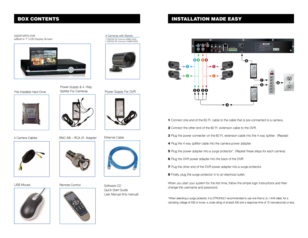 Q-See QR4174-418 quick start Box Contents, Installation made easy 