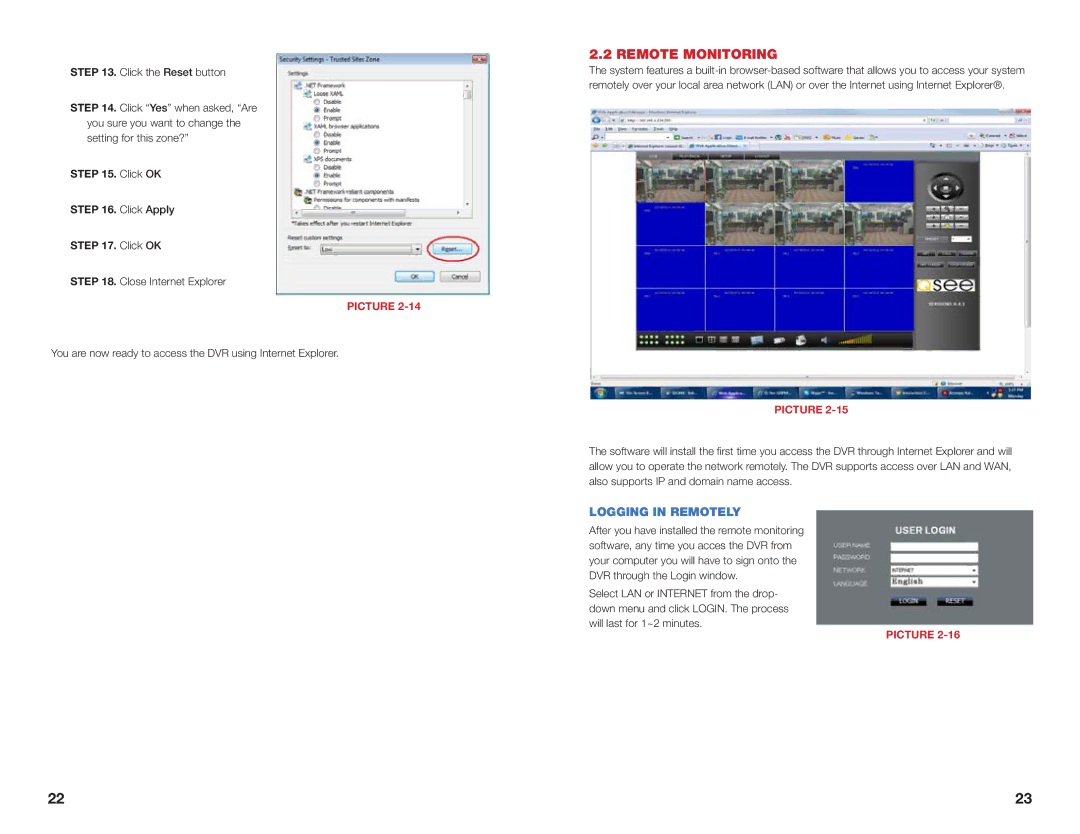 Q-See QS SERIES setup guide Remote Monitoring, Logging in Remotely, Click OK 