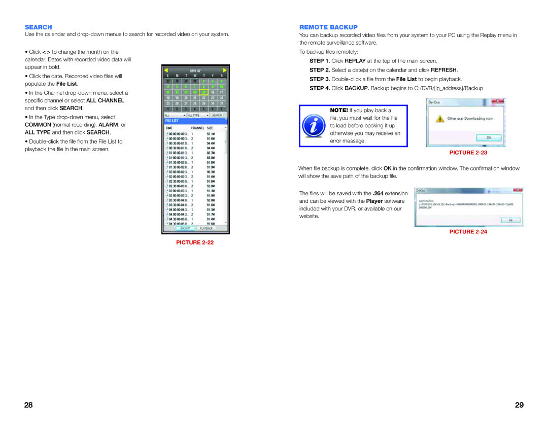 Q-See QS SERIES setup guide Search, Remote Backup 